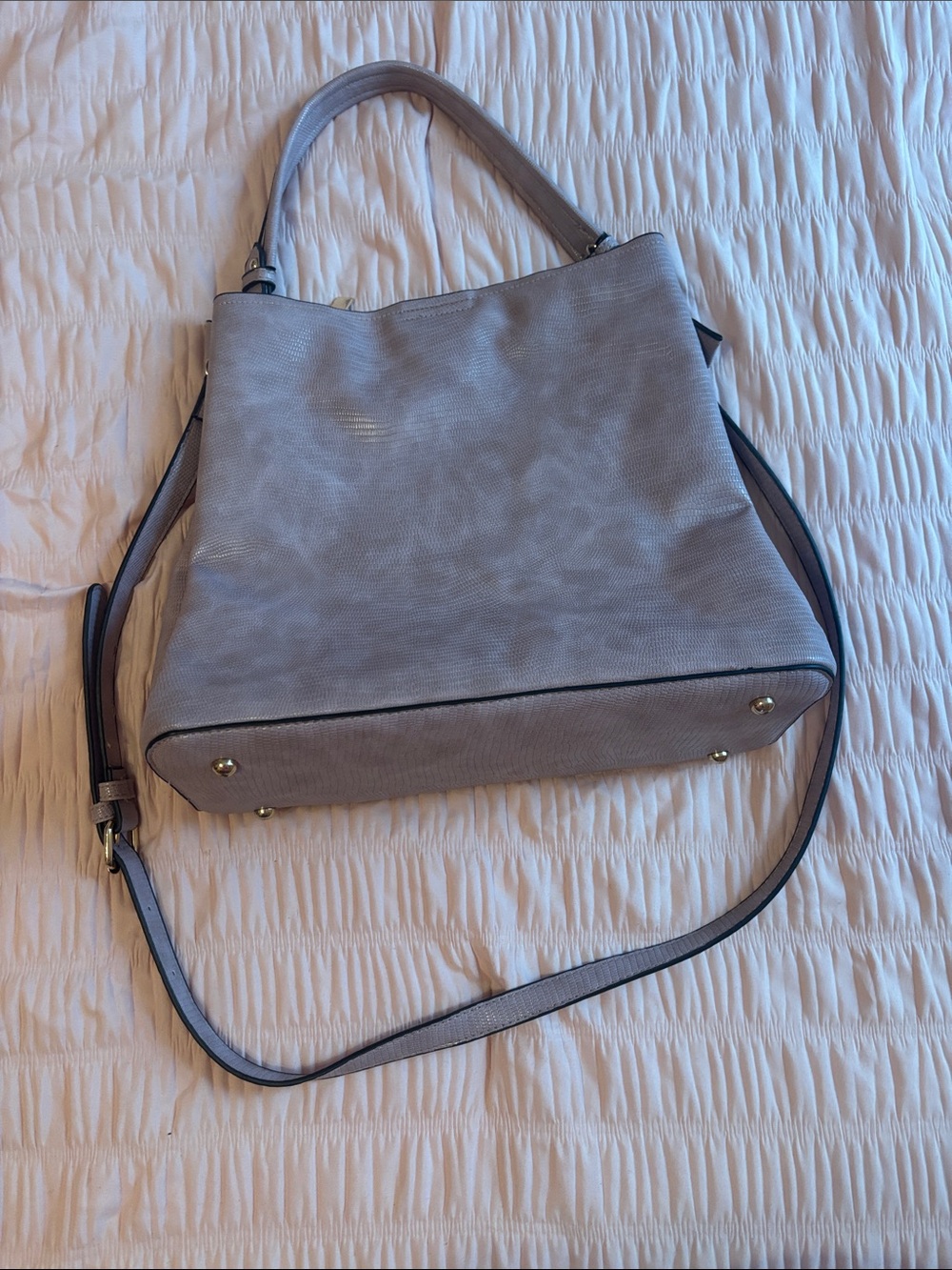 Purple Women’s Leather Tote Bag with Shoulder Strap